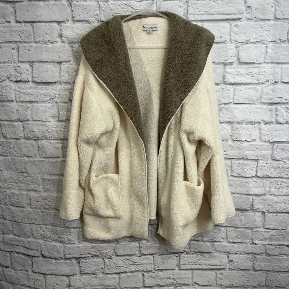 Koolaburra by UGG Sherpa Fleece Shawl cardigan XL pockets open front